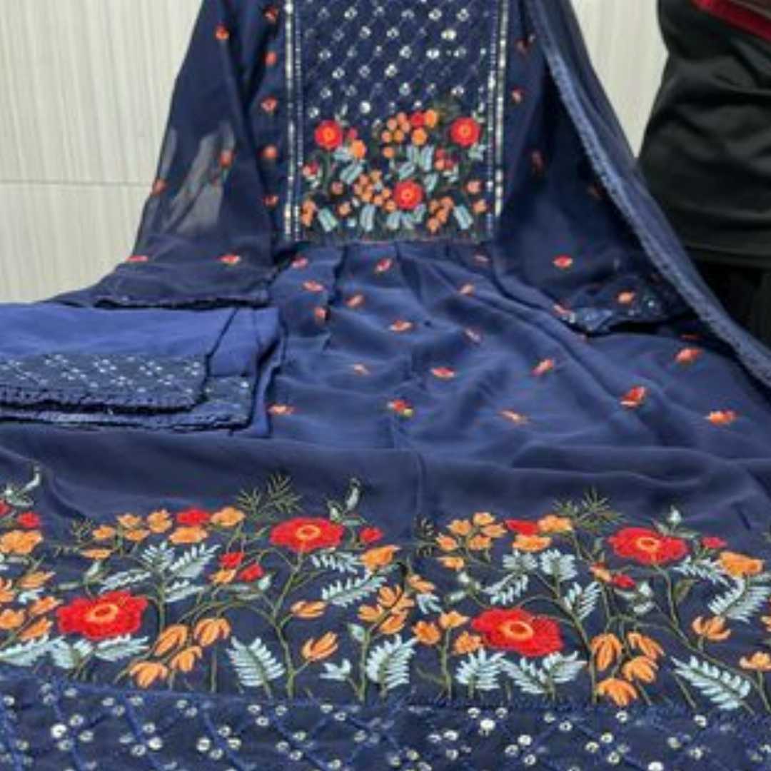 Premium,Quality,Indian,Georgette,Party,Wear,Ready,Nayra,Cut,Dress,