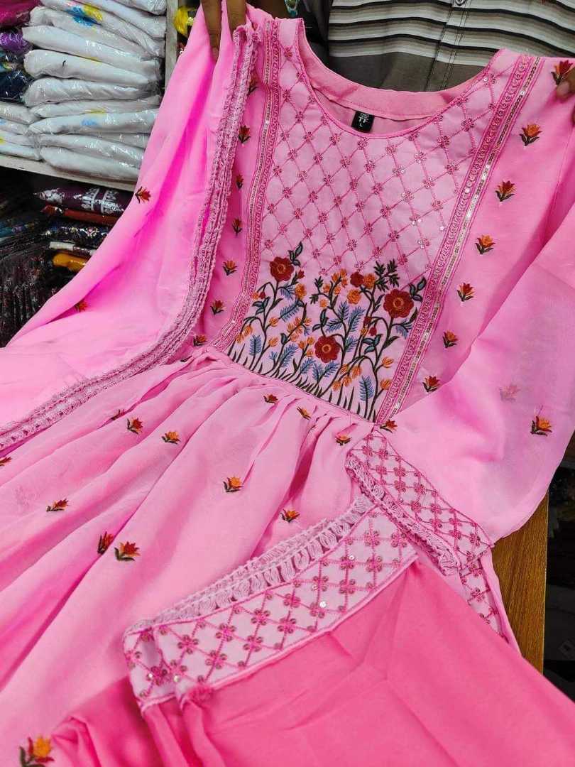 Premium,Quality,Indian,Georgette,Party,Wear,Ready,Nayra,Cut,Dress,