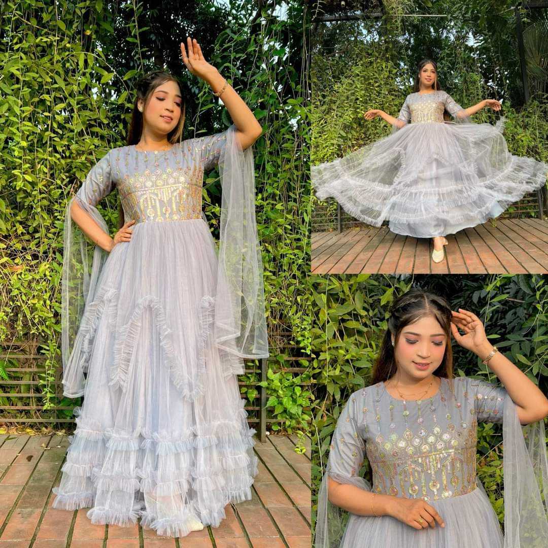 Premium,net,fabric,and,Embroidery,and,sequence,work,Barbi,Grown