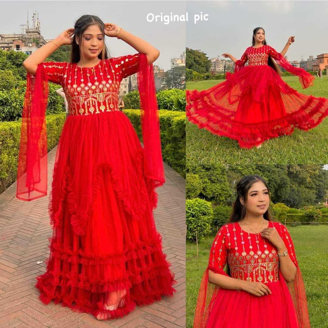Premium,net,fabric,and,Embroidery,and,sequence,work,Barbi,Grown