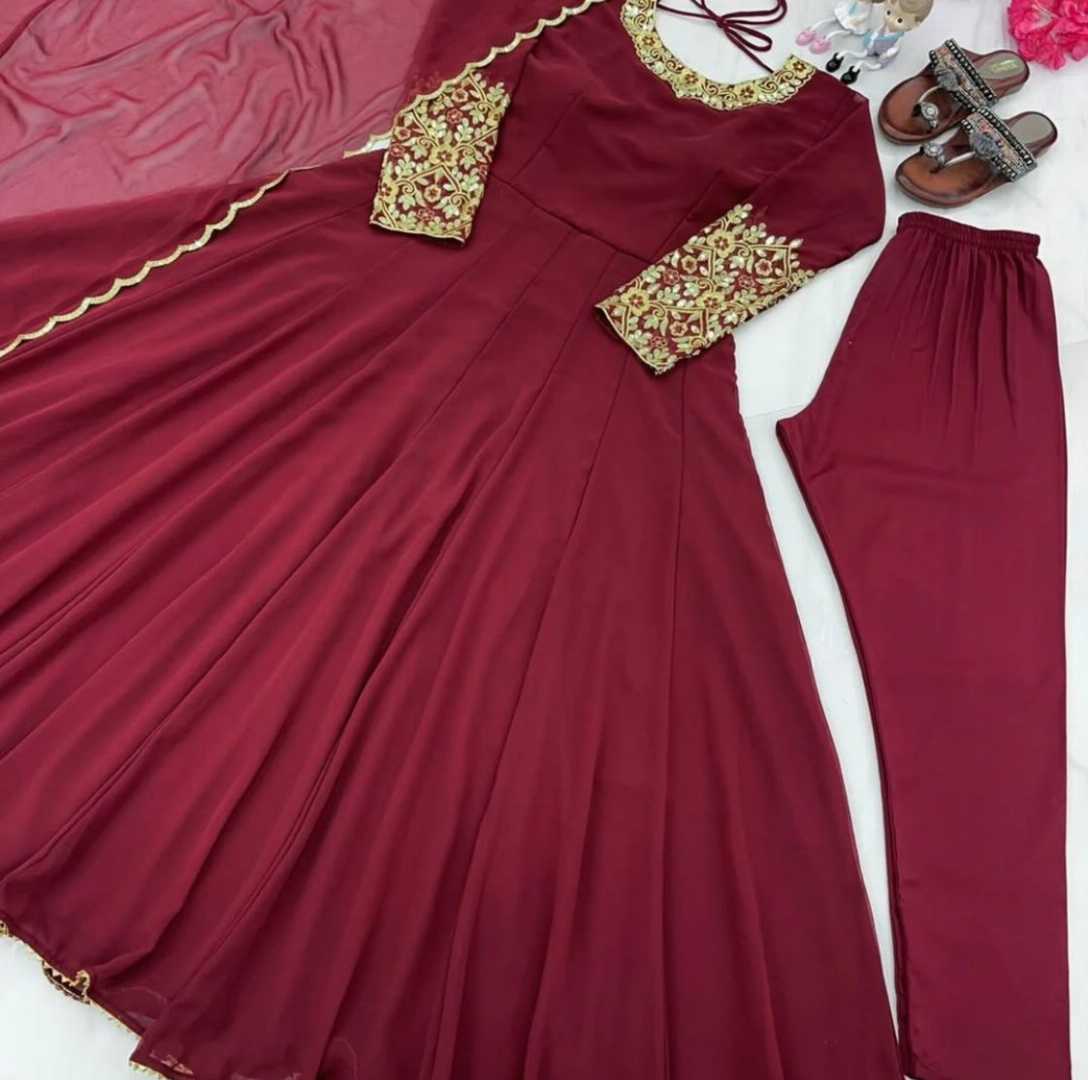 Embroidered,Georgette,Grown,Set